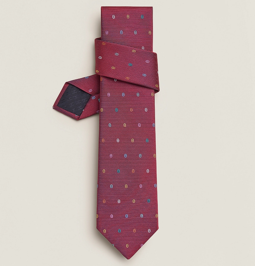 에르메스 샹달 로고 넥타이 Cravate Tie 7 Maillons Multicolores  H339342T